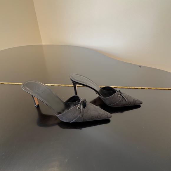 Authentic Vintage Retro Rare Luxury Gucci Black GG Canvas Mule Pumps/Shoes - Picture 15 of 17
